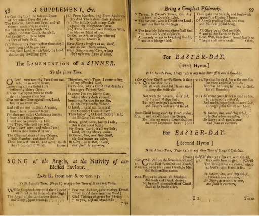 Original 1700 printing of While Shepherds Watched their Flocks by Night