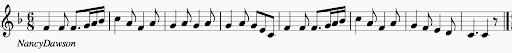 Modern notation of the Bramley and Stainer tune for I Saw Three Ships
