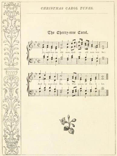 sheet music showing the Cherry tree Carol