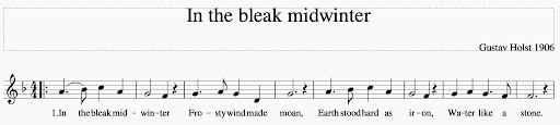 In the bleak midwinter, Gustav Holst 1906