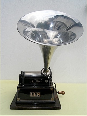 a phonograph and wax cylinder